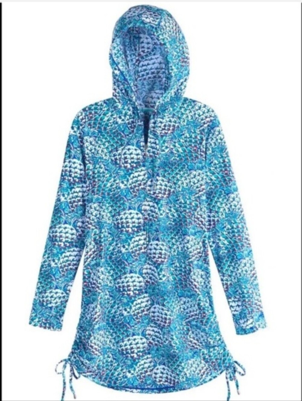 Coolibar WAILEA SWIM COVER-UP Pineapple Medium Hooded Full Zip